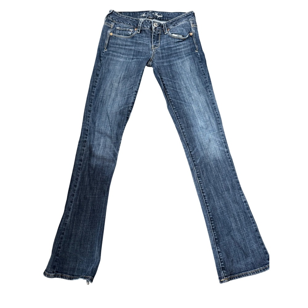 American Eagle Skinny Kick Low Rise Medium Wash Sequin Bootcut Jeans Tag Size 4L